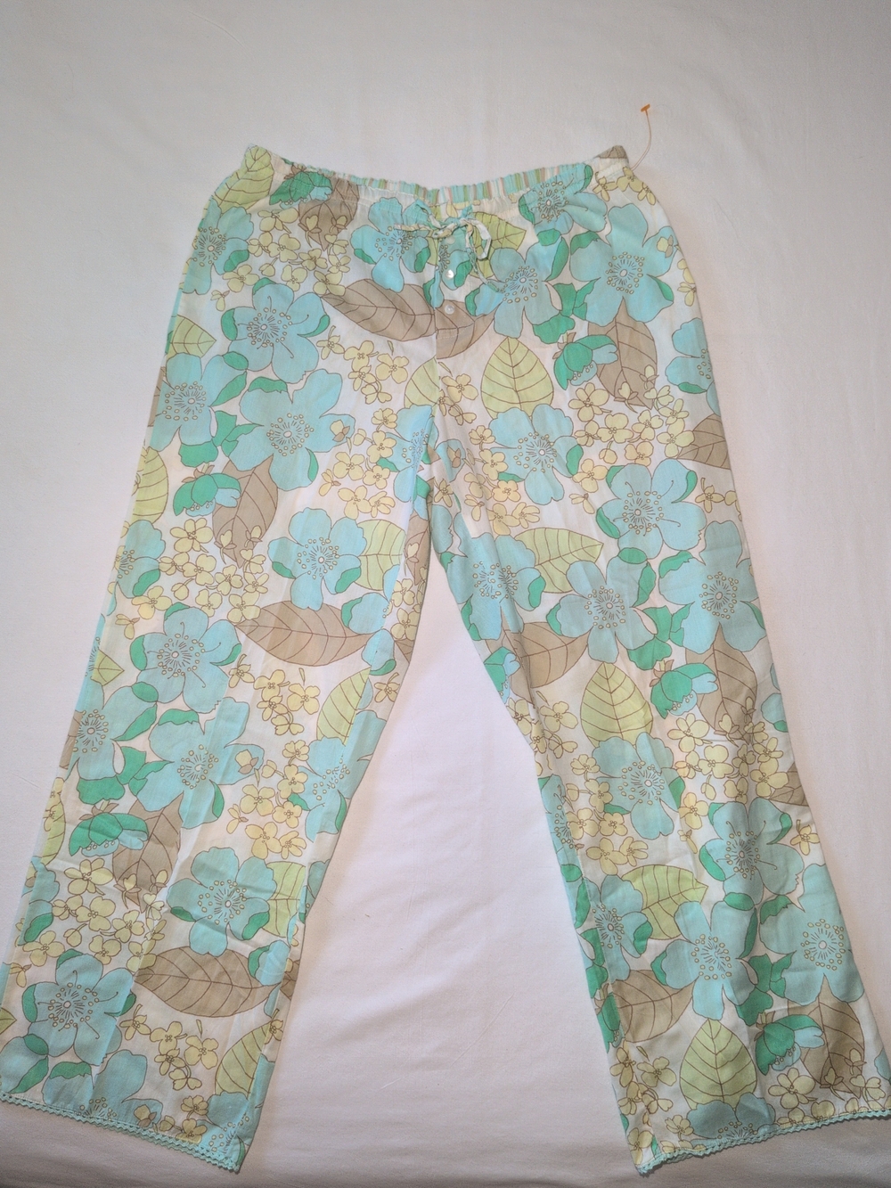GAP Mint Floral Wide-Leg Lounge Pants Small